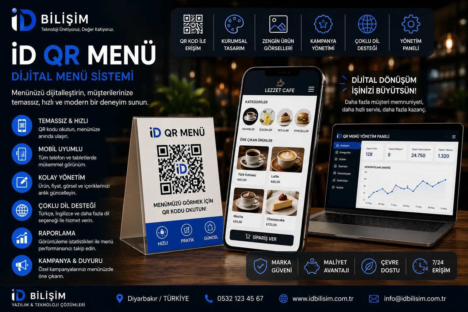 İD QR Menü dijital menü sistemi ve mobil ürün ekranı