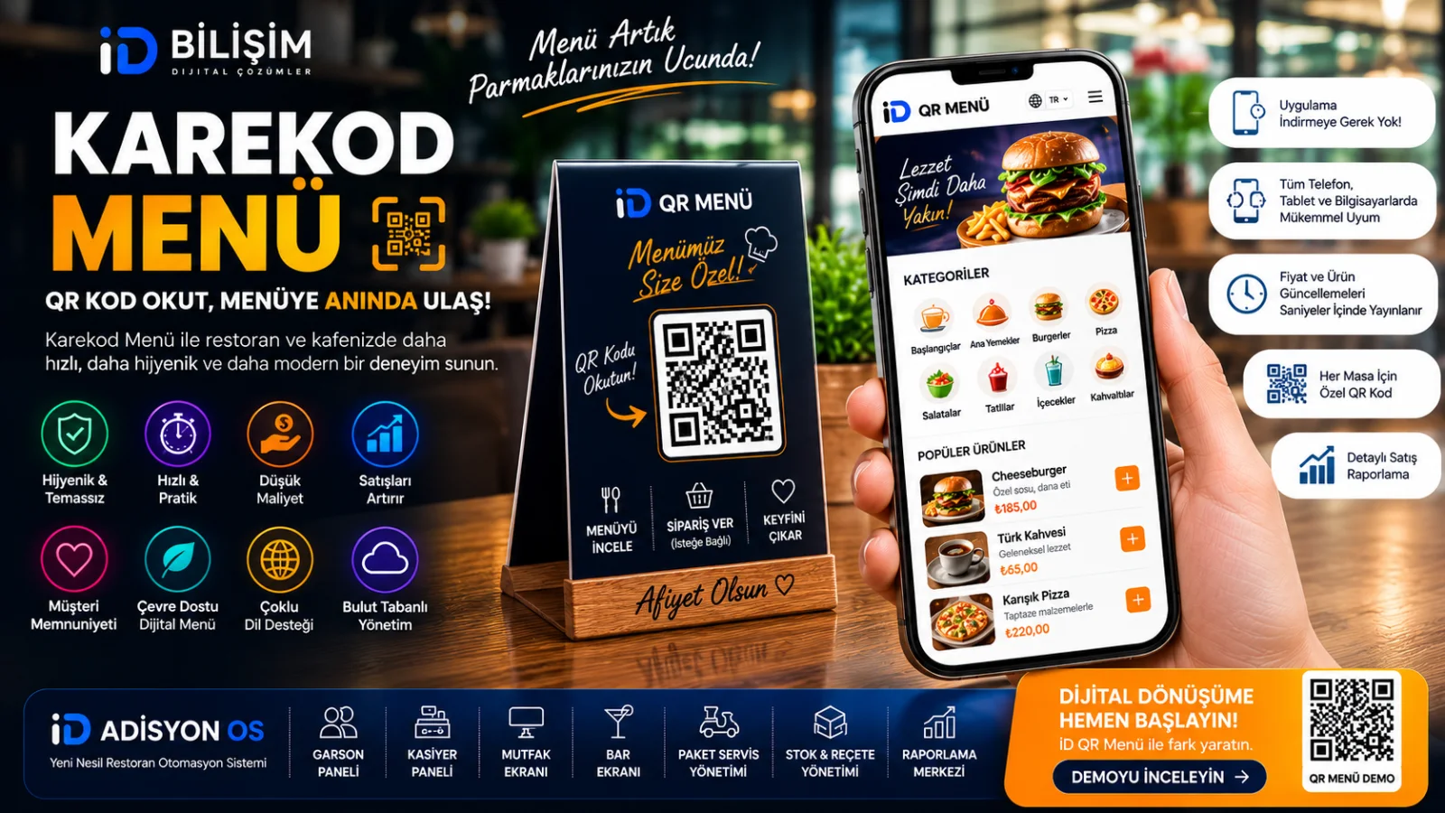 Karekod Menü sistemi ile dijital restoran menüsü